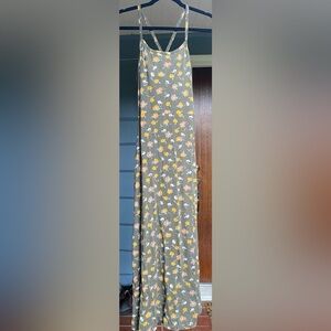 Organic Fit and Flare Midi Dress in Green Floral